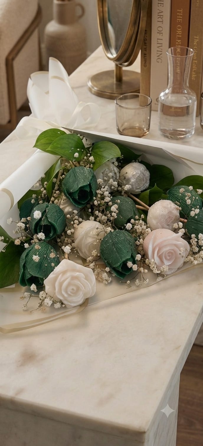 wax rose bouquet